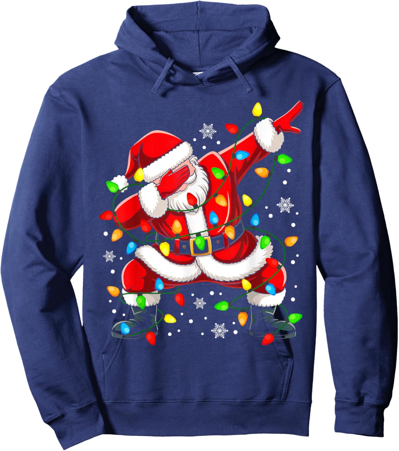 Boys Santa Shirt For Kids Toddler Funny Christmas Lights Hoodie - Hoodie | Navy