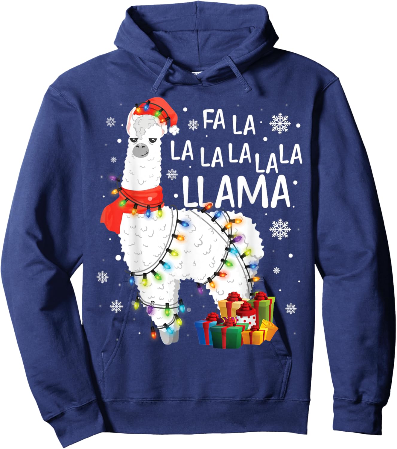 Fa La La Llama Christmas Funny Lllama Lover Xmas Pajamas Hoodie - Hoodie | Navy