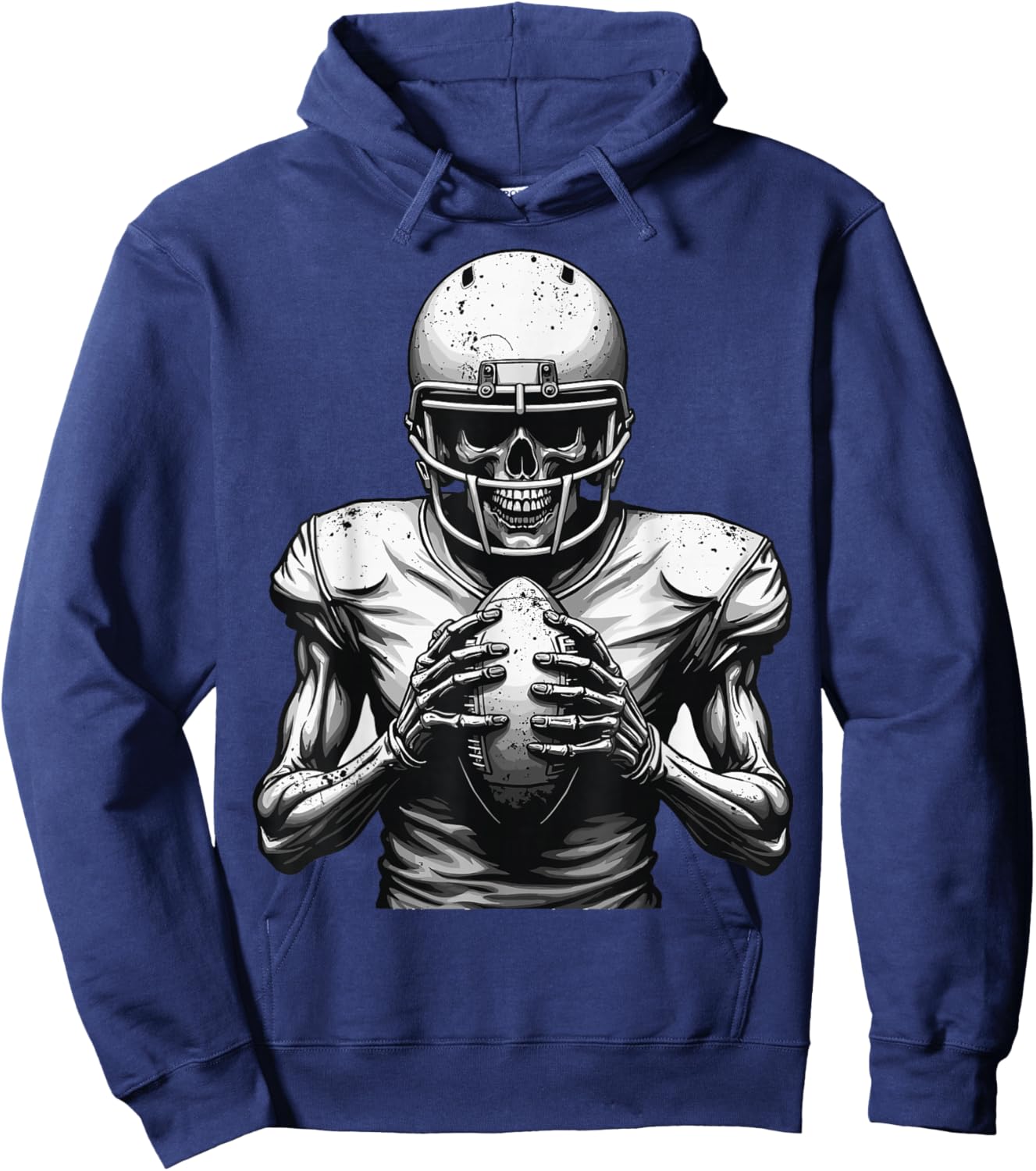 Halloween Skeleton Football Player Spooky Sports Graphic Hoodie - Hoodie | Navy