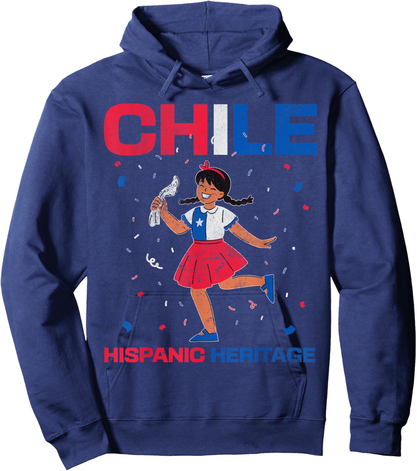 Chile Hispanic Heritage Chile Flag Chilean Girls Distressed Hoodie - Hoodie | Navy