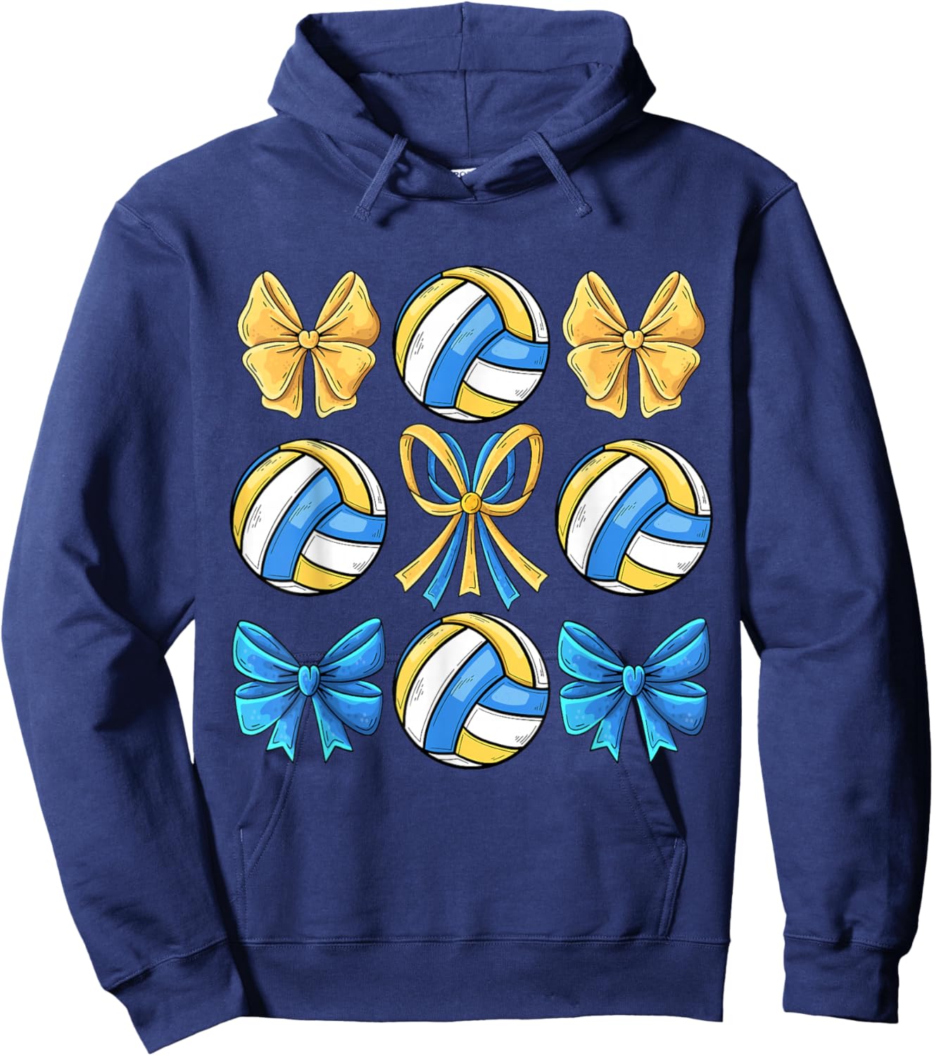 Volleyball Girls Toddler Kids Coquette Bow Volleyball Lover Hoodie - Hoodie | Navy