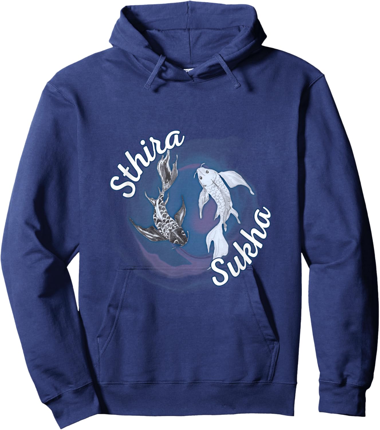 Sthira And Sukha Yoga Asana Steadiness Ease Yin Yang Hoodie - Hoodie | Navy