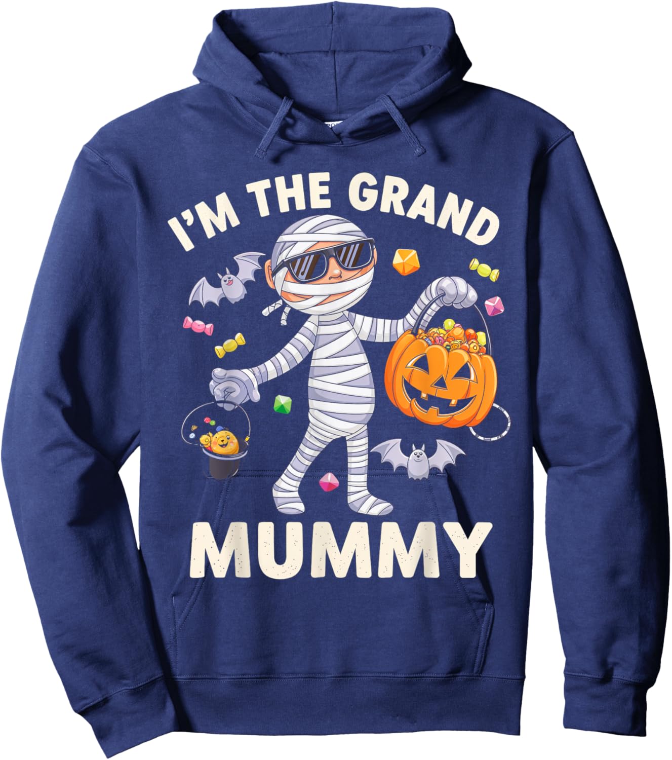I'm The Grand Mummy Halloween Costume Mummy Candy Hoodie - Hoodie | Navy