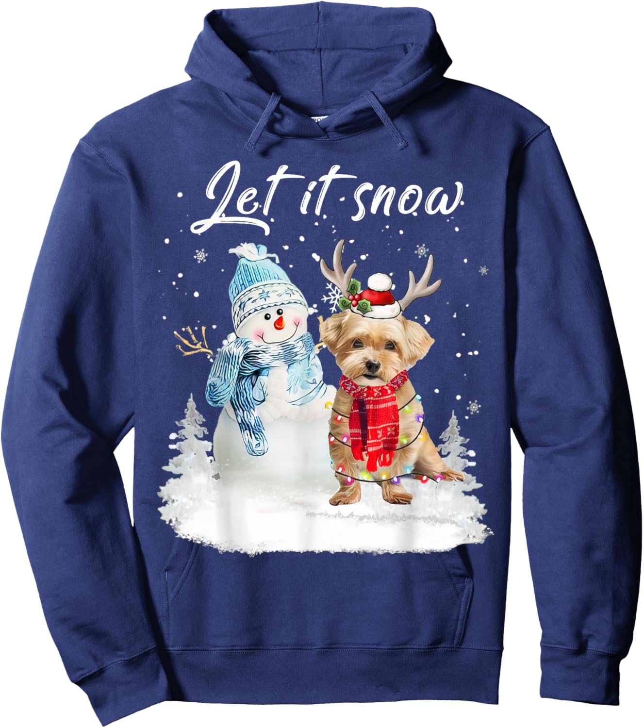 Shorkie Santa Dog Christmas Snowman Xmas Pajama Hoodie - Hoodie | Navy