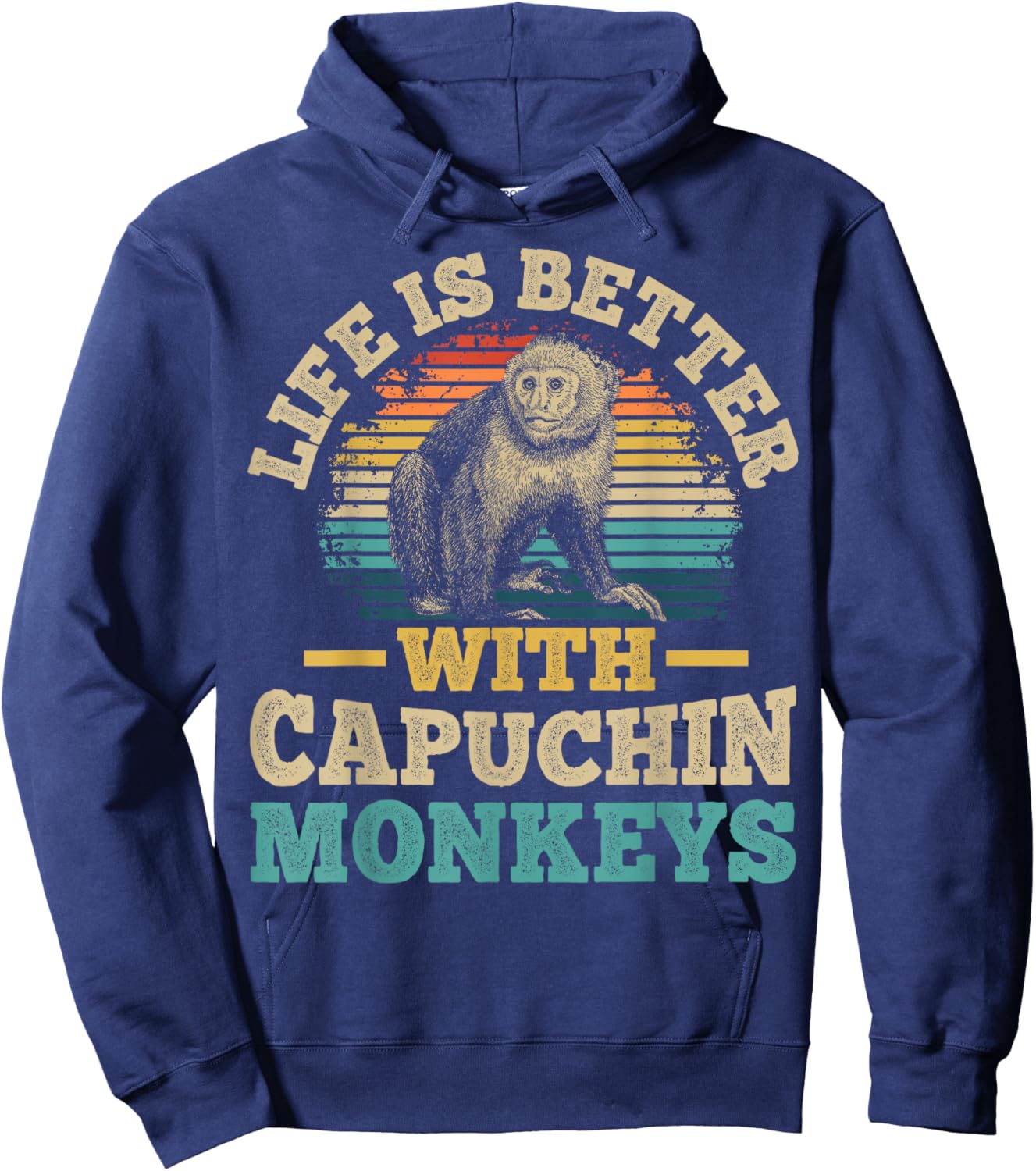Monkey and Capuchin Monkey Design for a Capuchin Monkey fan Hoodie - Hoodie | Navy