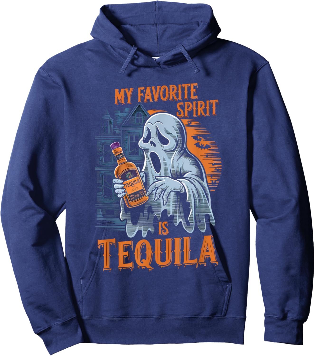 My Favorite Spirit Is Tequila Ghost Halloween Tequila Hoodie - Hoodie | Navy