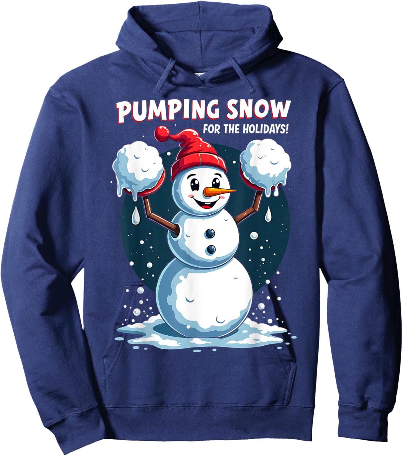 Funny Workout Snowman Christmas Holiday Gym Lifting Snow Hoodie - Hoodie | Navy