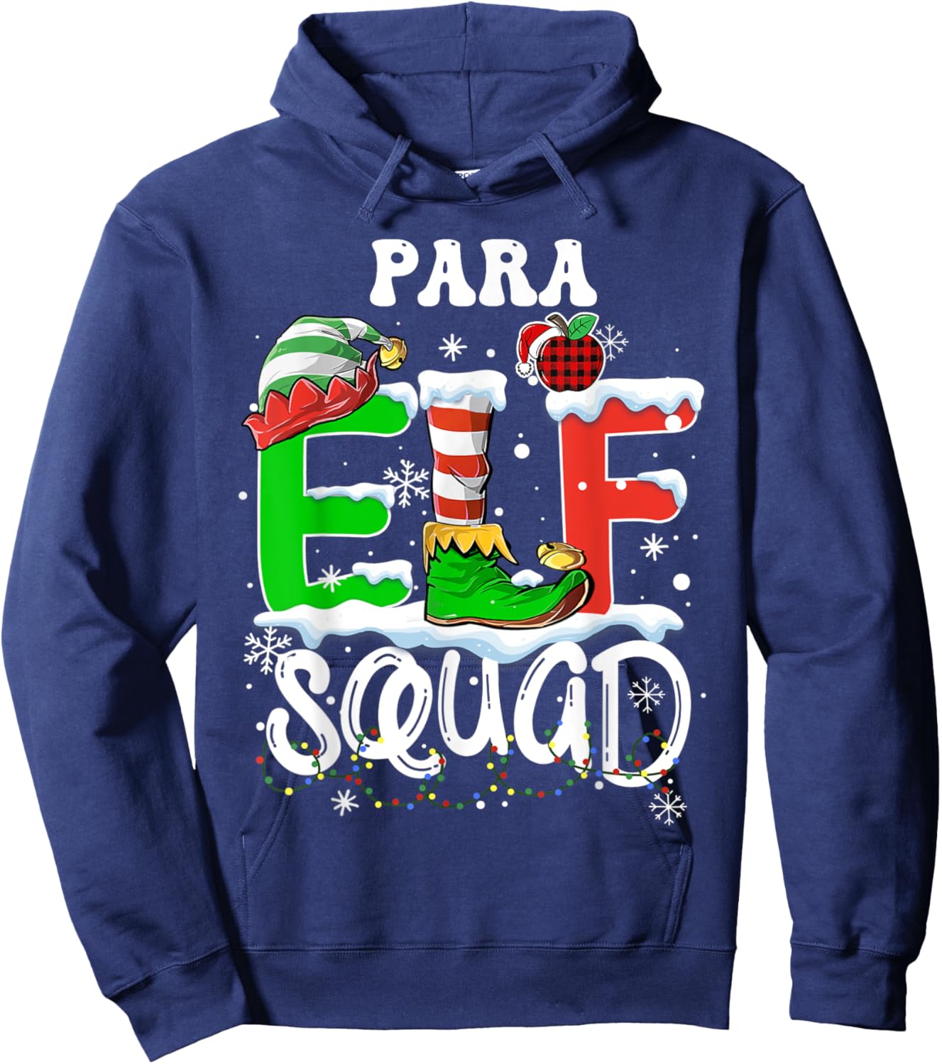 Para ELF Squad Funny Christmas ELF Kids Teacher Group Hoodie - Hoodie | Navy