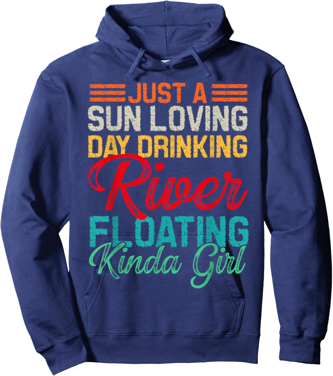 Retro Float Trip River Tubing Floating River Boat Drinking Hoodie - Hoodie | Navy