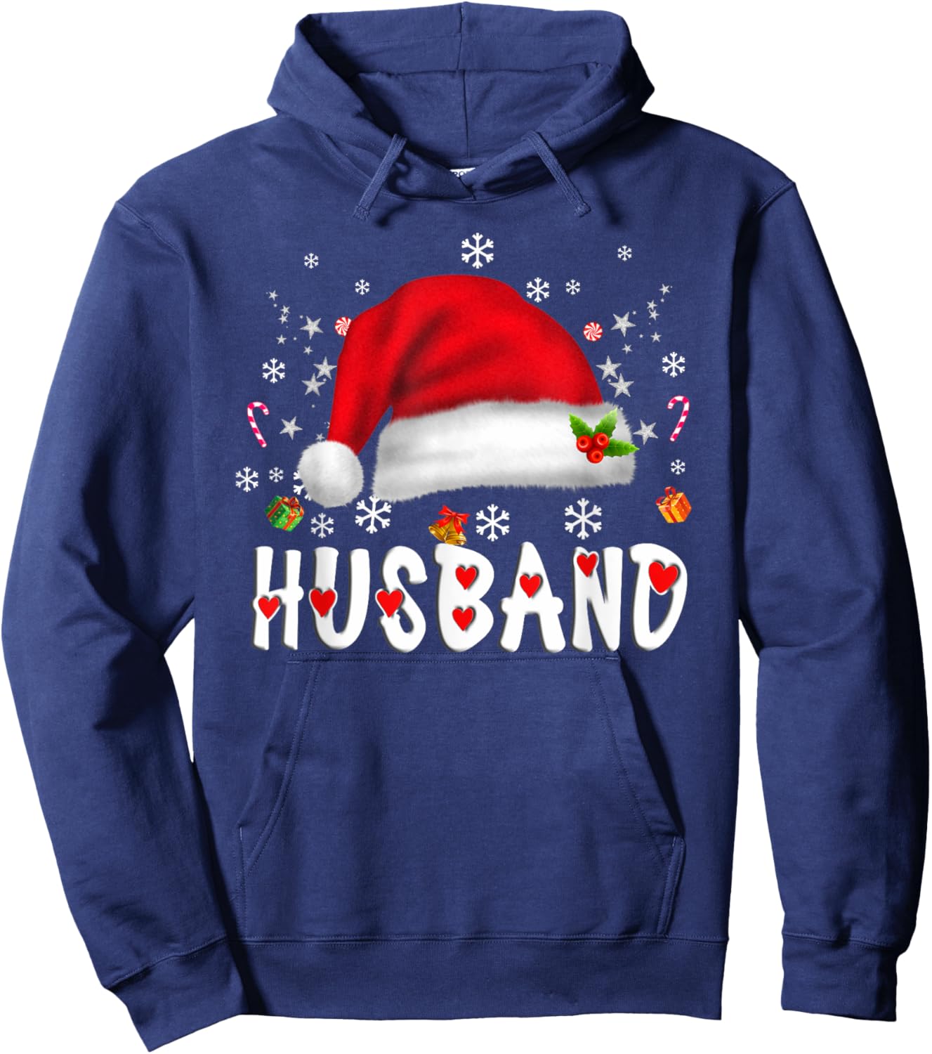 Husband Santa Christmas Family Matching Pajamas Xmas Hoodie - Hoodie | Navy