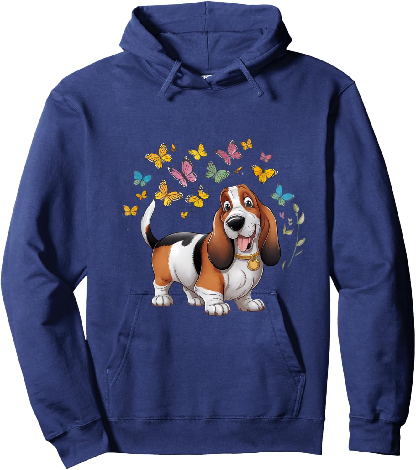 Basset hound dog with butterflies Hoodie - Hoodie | Navy