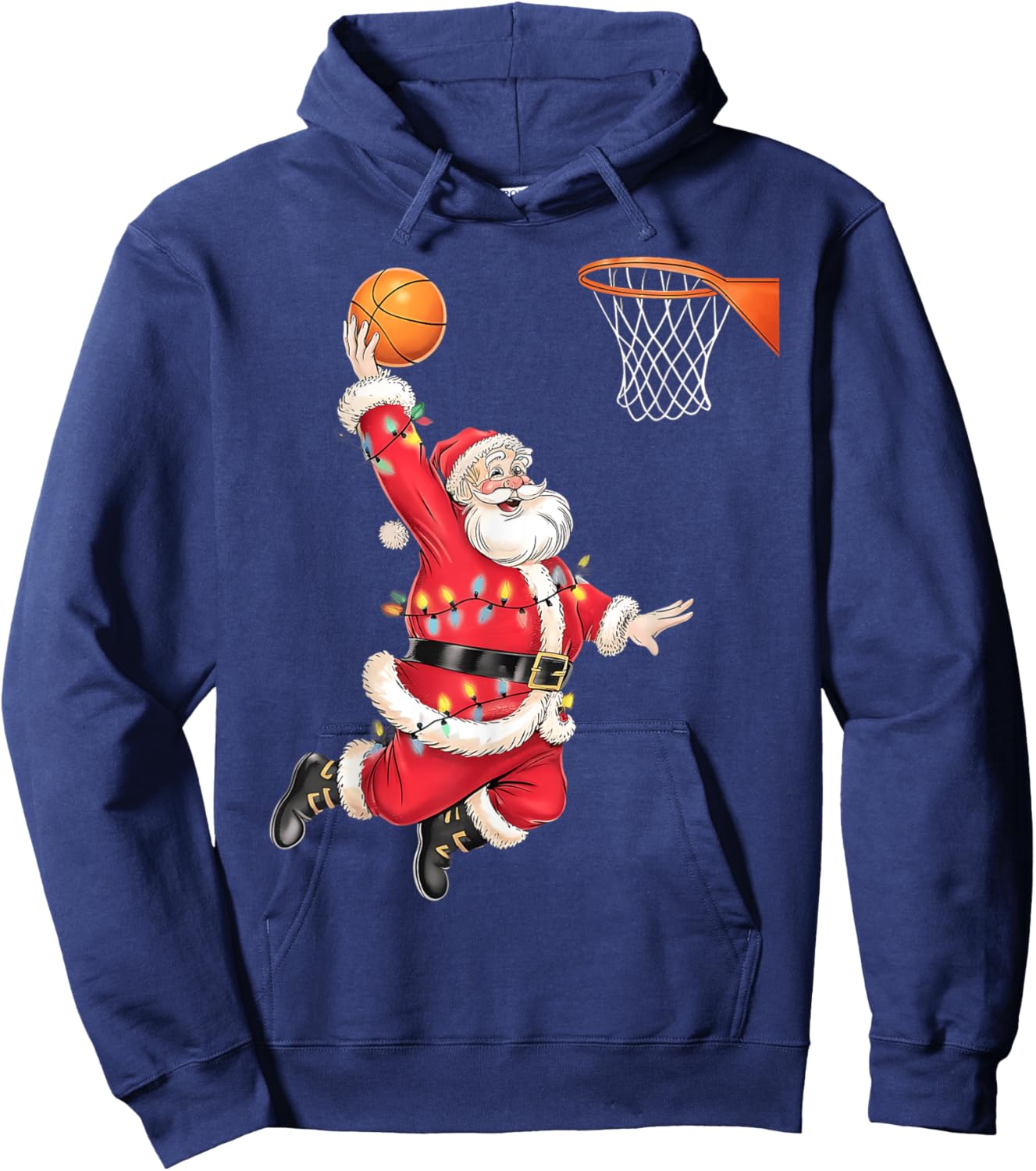 Funny Santa Claus Playing Basketball Merry Christmas Boys Hoodie - Hoodie | Navy
