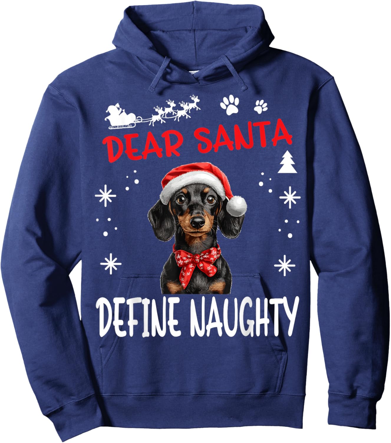 Cute Dachshund Wiener Doxie dog Dog Christmas Dear Santa Hoodie - Hoodie | Navy