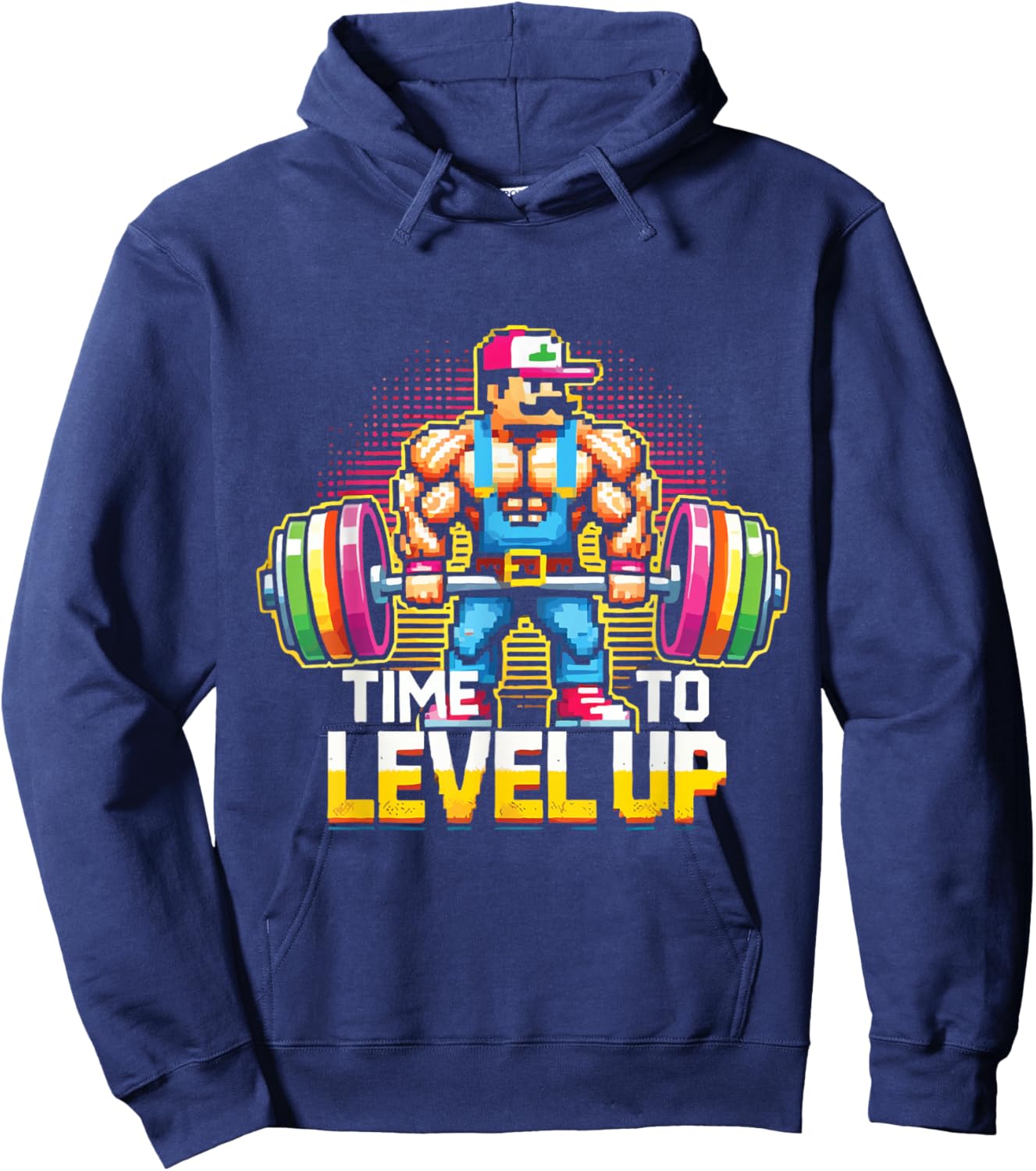 Level Up Video Game Gamer Gym Workout Gaming Fitness Lifting Hoodie - Hoodie | Navy