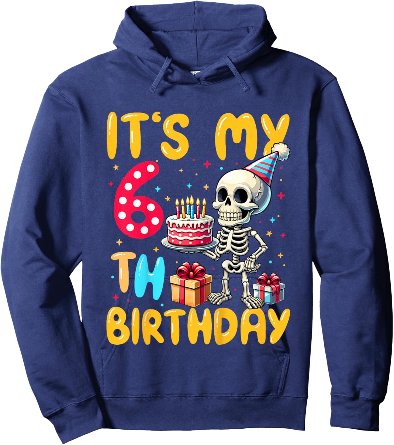 It's My 6th Birthday Halloween Skeleton 6 Years Old B-day Hoodie - Hoodie | Navy