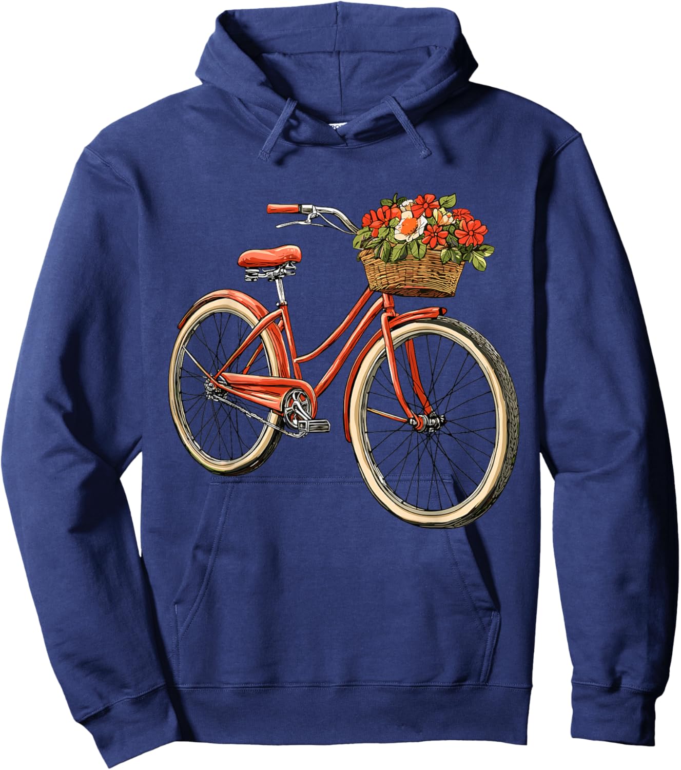 Bicycle with Basket of Flowers, Cyclist Hoodie - Hoodie | Navy