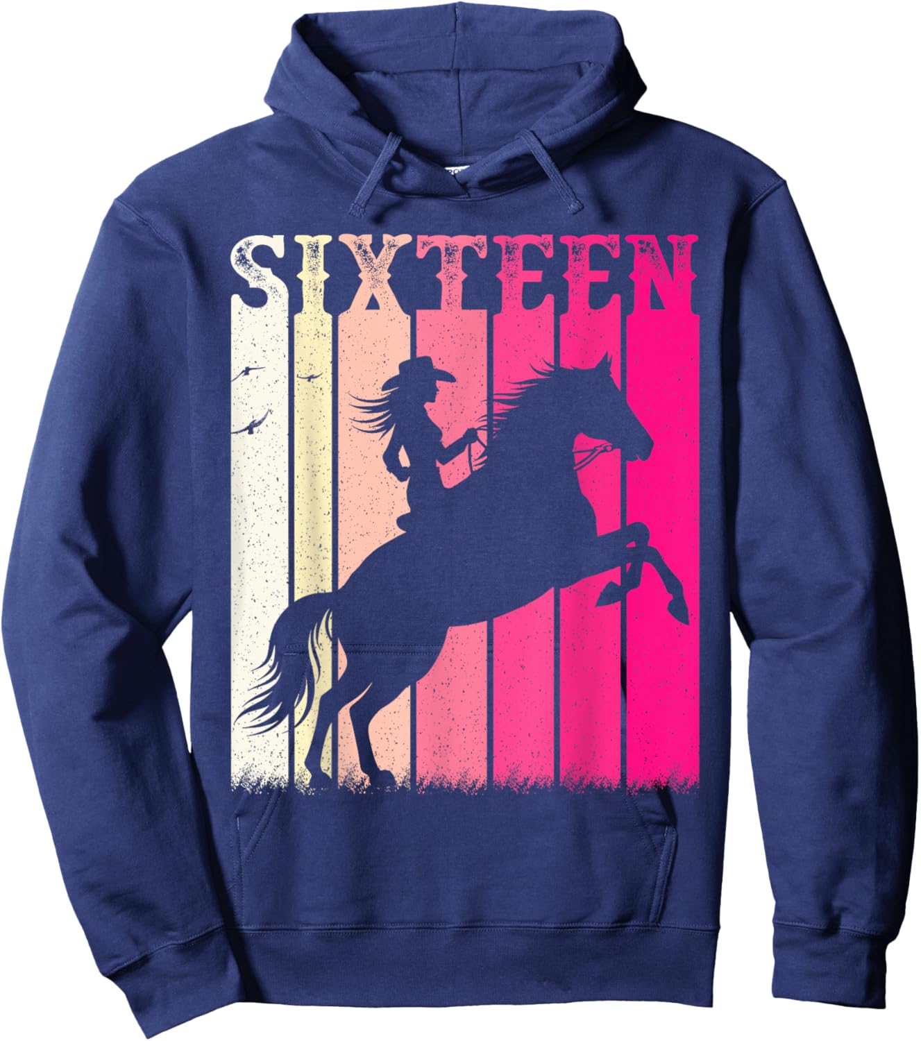 Rodeo 16th Birthday Cowgirl Girls 16 Year Old Horse Western Hoodie - Hoodie | Navy