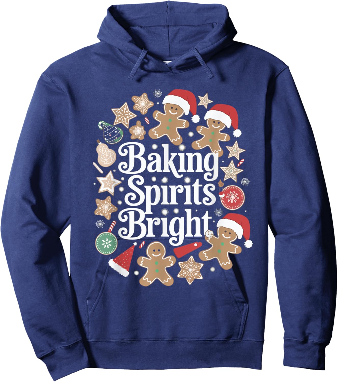 Baking Spirits Bright Gingerbread Christmas Cookies Hoodie - Hoodie | Navy
