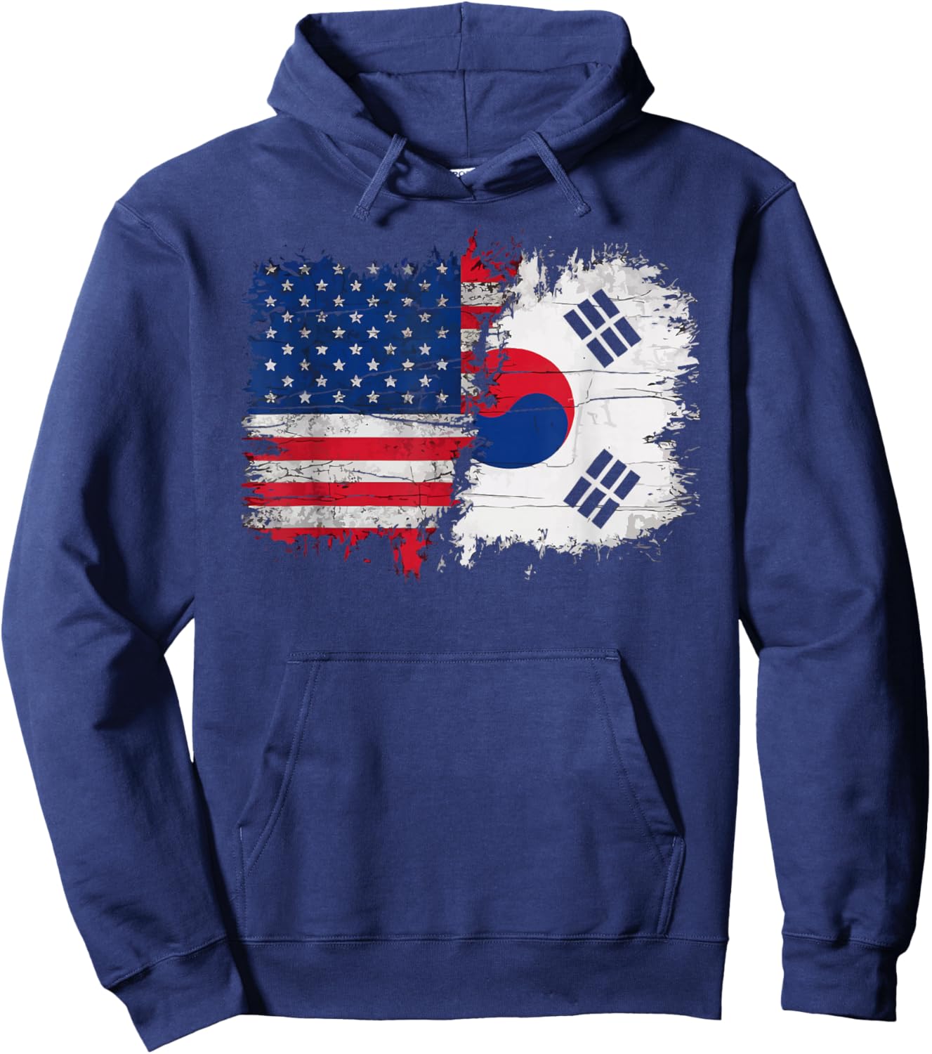 Half American Half Korean USA Flag South Korea America Hoodie - Hoodie | Navy
