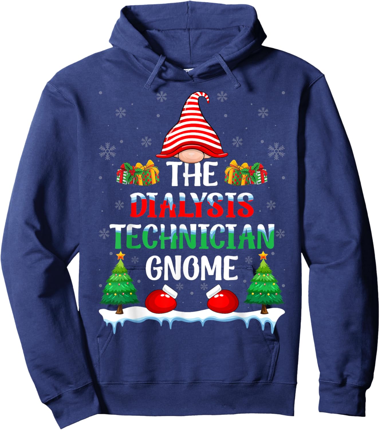 The Dialysis Technician Gnome - Kidney Nurse Christmas Hoodie - Hoodie | Navy