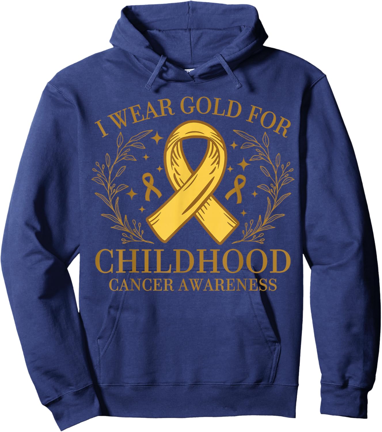 Yellow Support Ribbon For Childhood Cancer Awareness Hoodie - Hoodie | Navy