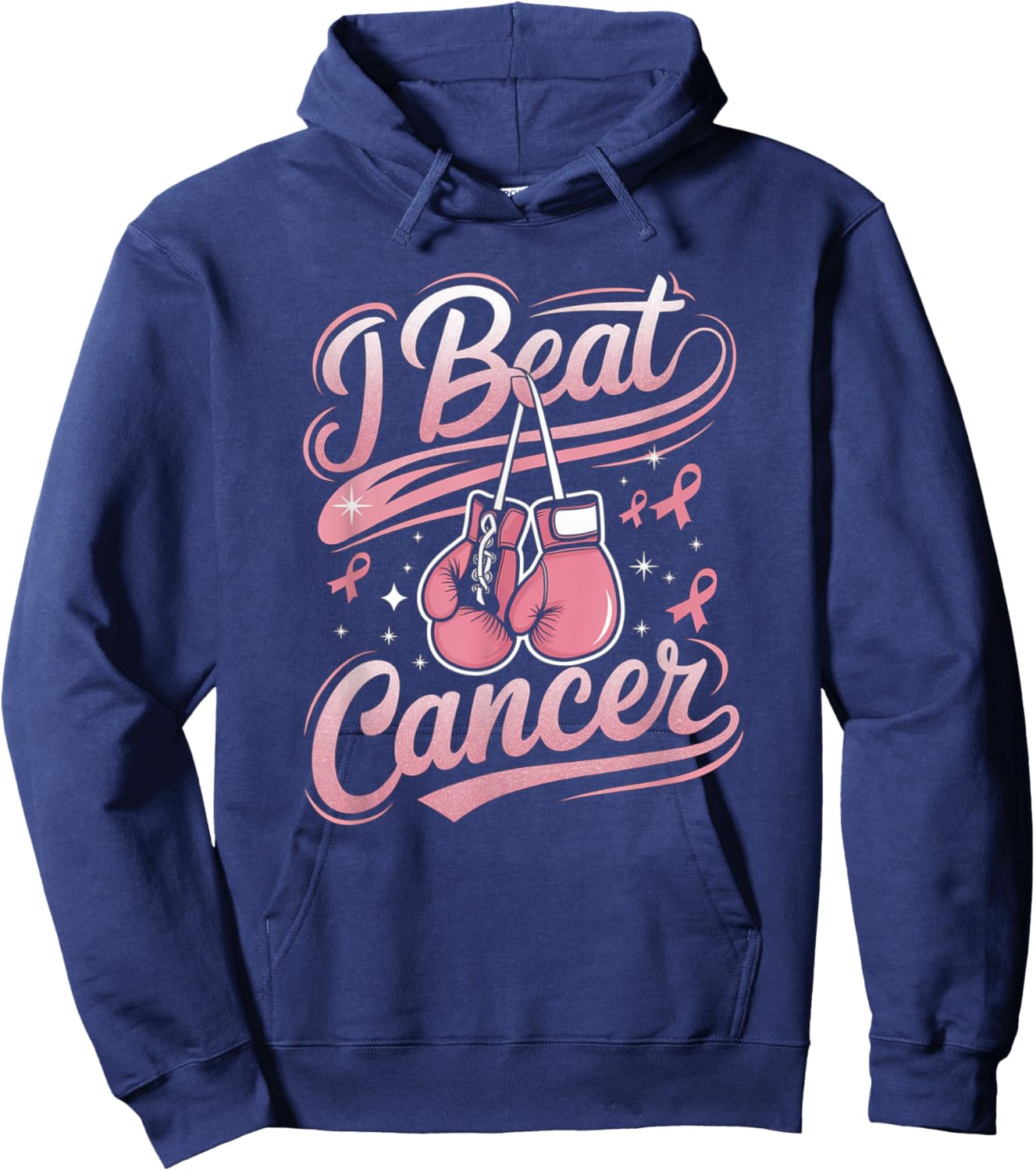 I Beat Cancer Breast Cancer Warrior Hoodie - Hoodie | Navy