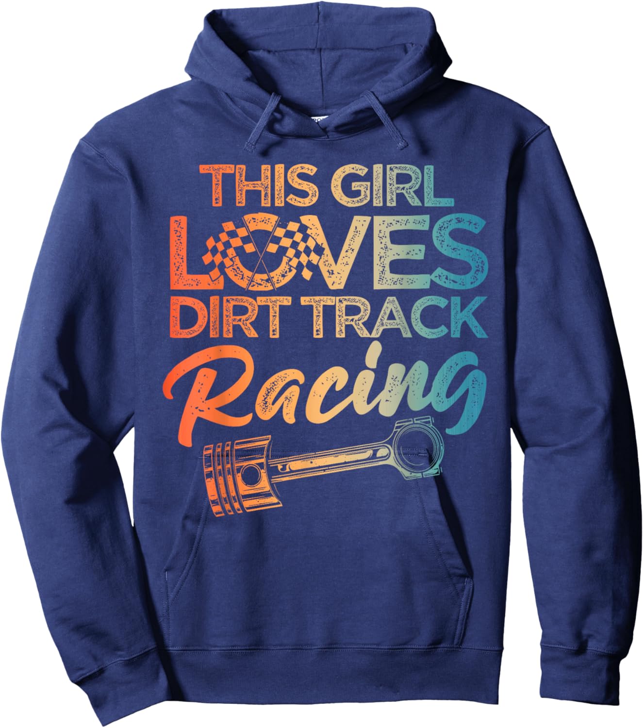 Funny Dirt Track Racing Art For Girls Women Kids Car Lovers Hoodie - Hoodie | Navy