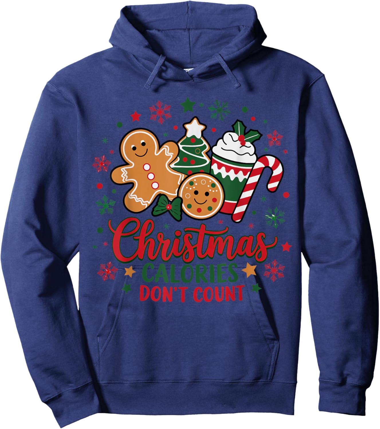 Christmas Calories Don't Count Funny Food Lovers Retro Hoodie - Hoodie | Navy