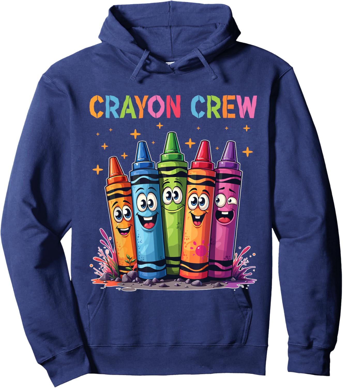 Coloring Art Drawing Color Funny Crayon Crew Hoodie - Hoodie | Navy