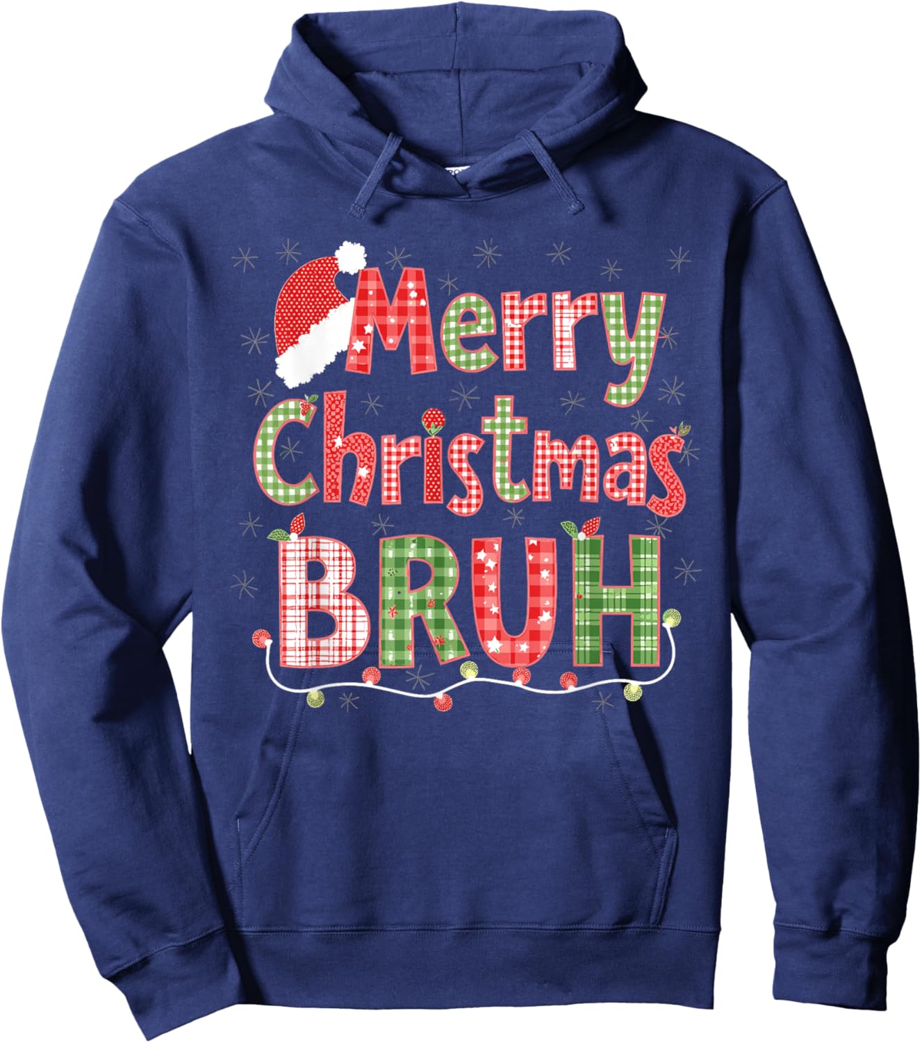 Merry Christmas Bruh Fun Festive Internet Humor Buffalo Hoodie - Hoodie | Navy