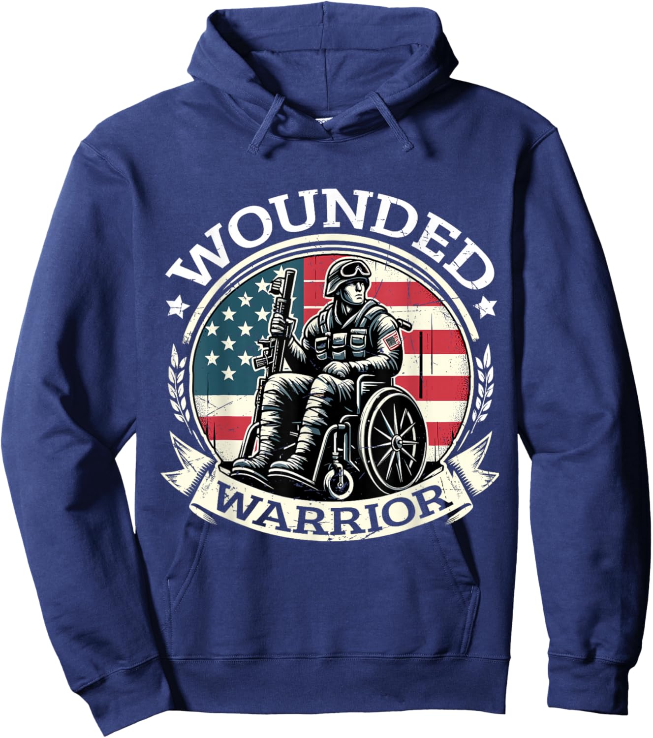 Wounded Warrior American Hero Veteran Military Support Hoodie - Hoodie | Navy