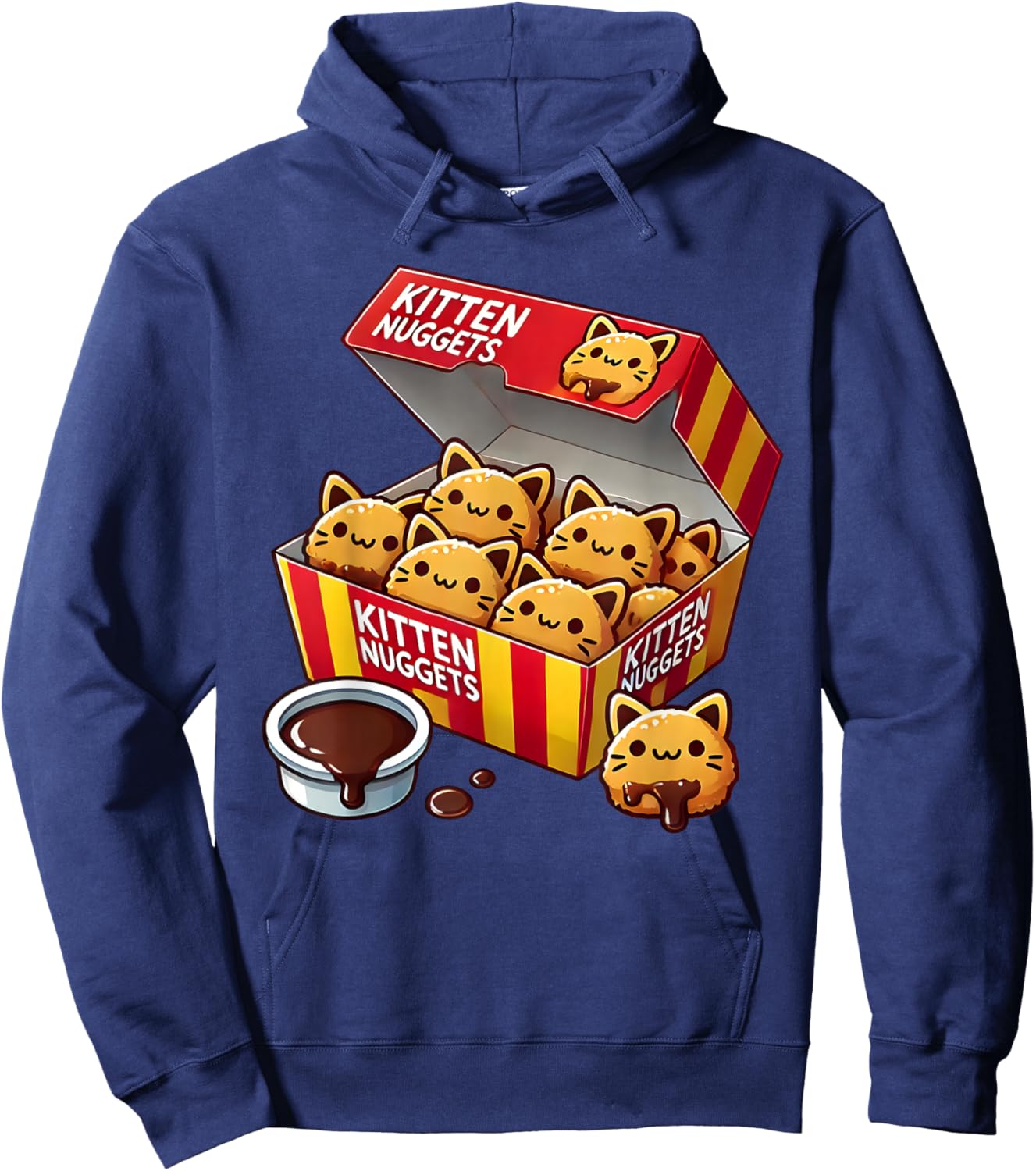 Kitten Nuggets Fast Food Parody Cat Lover Chicken Nuggets Hoodie - Hoodie | Navy