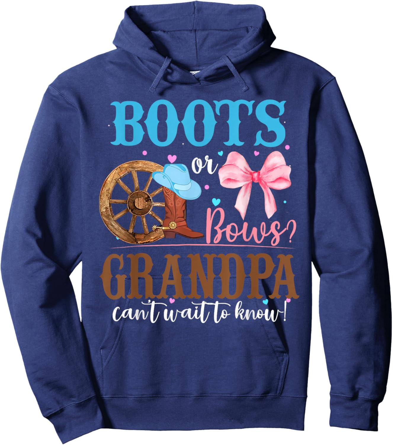 Boots or Bows Gender Reveal Party Announcement Grandpa Hoodie - Hoodie | Navy