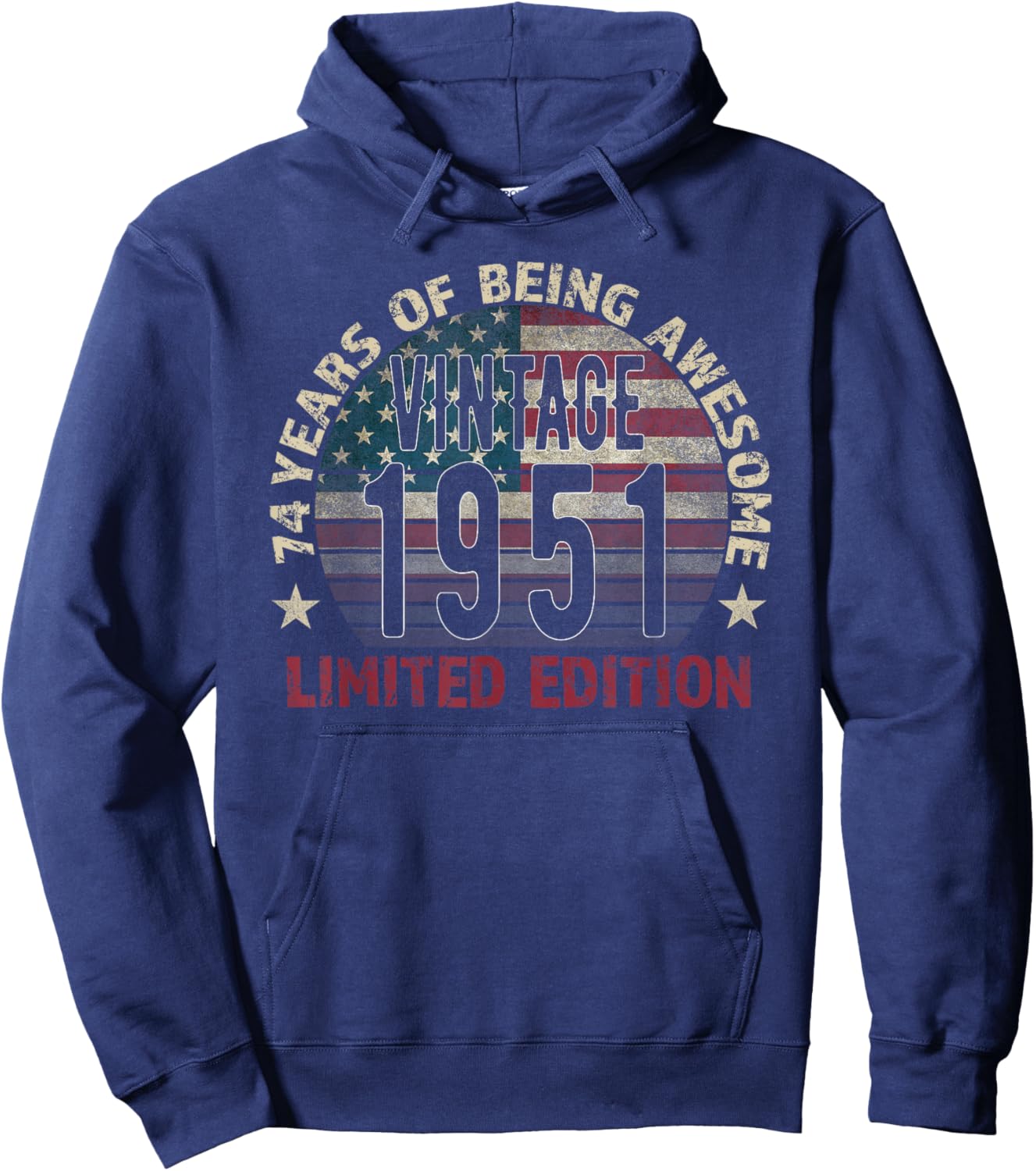 74th Birthday Gift men Vintage born 1951 turning 74 Year Old Hoodie - Hoodie | Navy