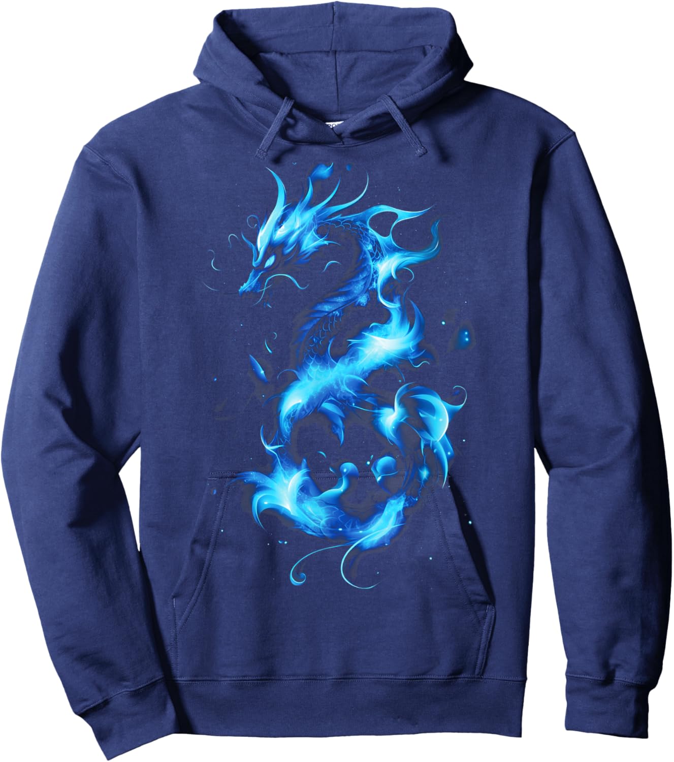 Blue Flames Dragon Fantasy art Mythical creature Hoodie - Hoodie | Navy
