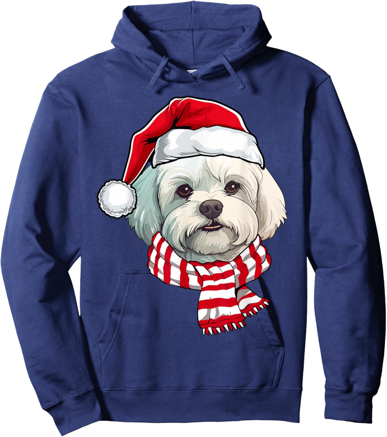 Santa Maltese Christmas Dog Lover Men Women Kids Hoodie - Hoodie | Navy