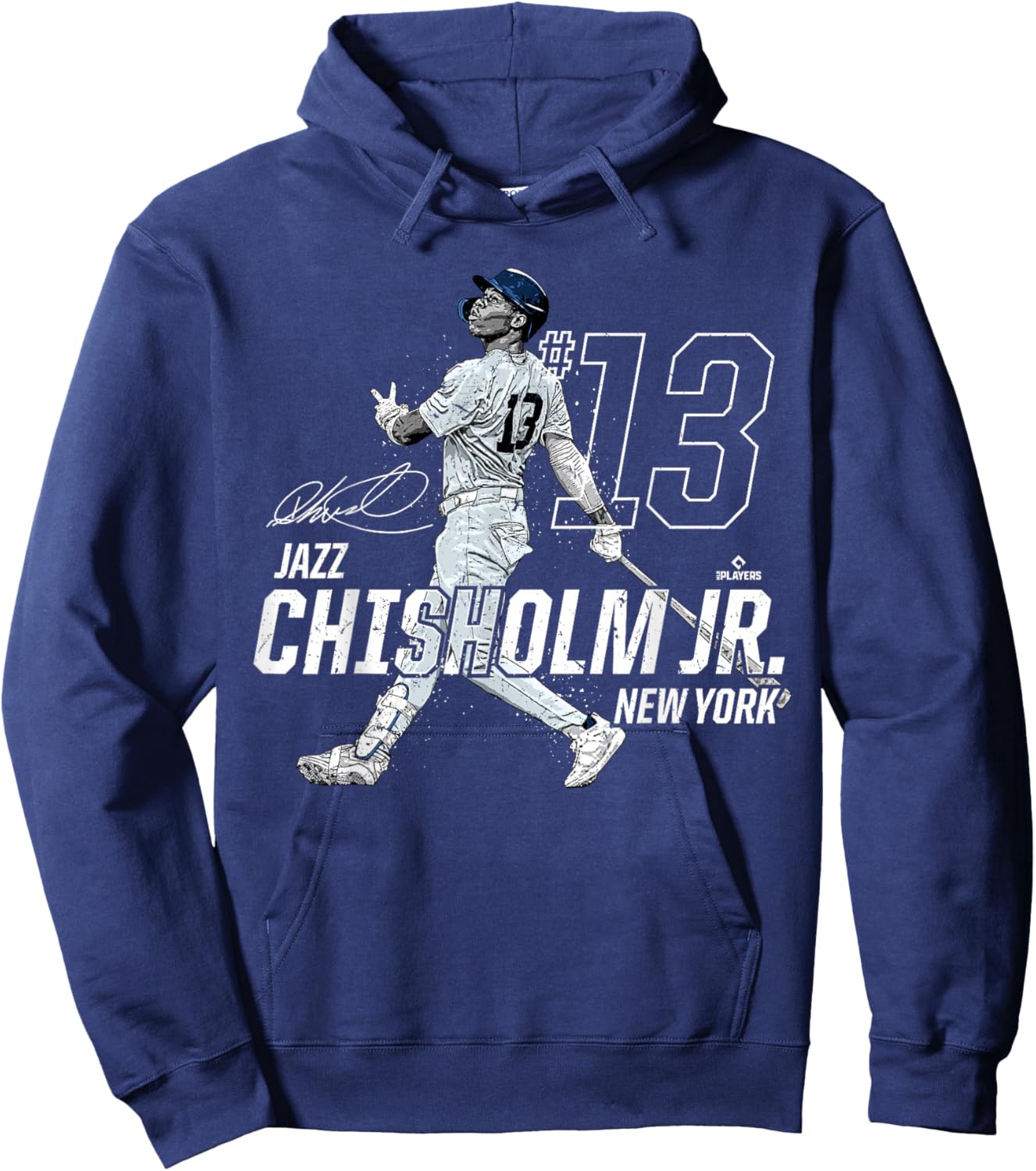 Dynamic Pose Jazz Chisholm Jr New York Baseball MLBPA Hoodie - Hoodie | Navy