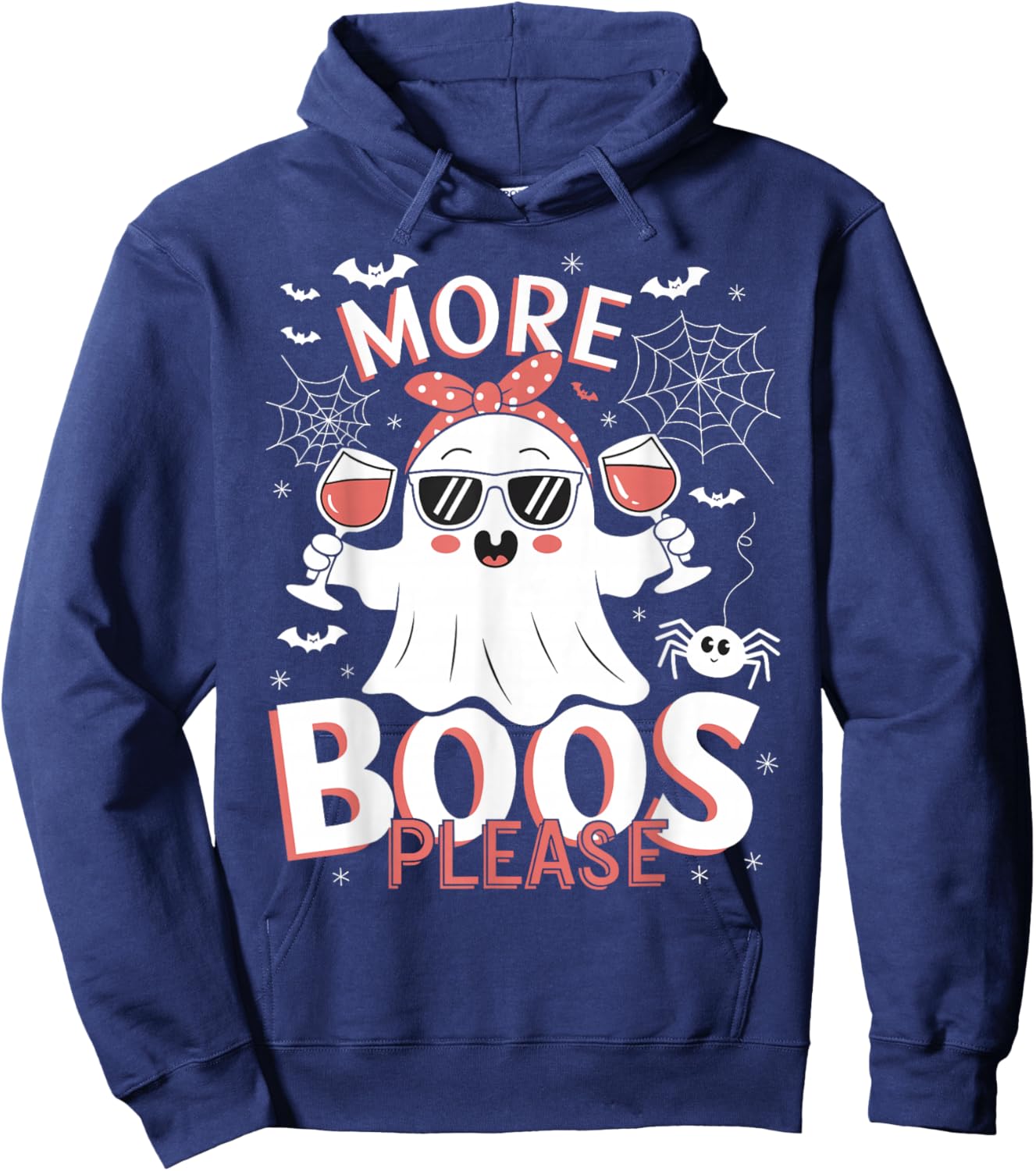 More Boos Please Ghost Wine Halloween Drinking Costume Hoodie - Hoodie | Navy