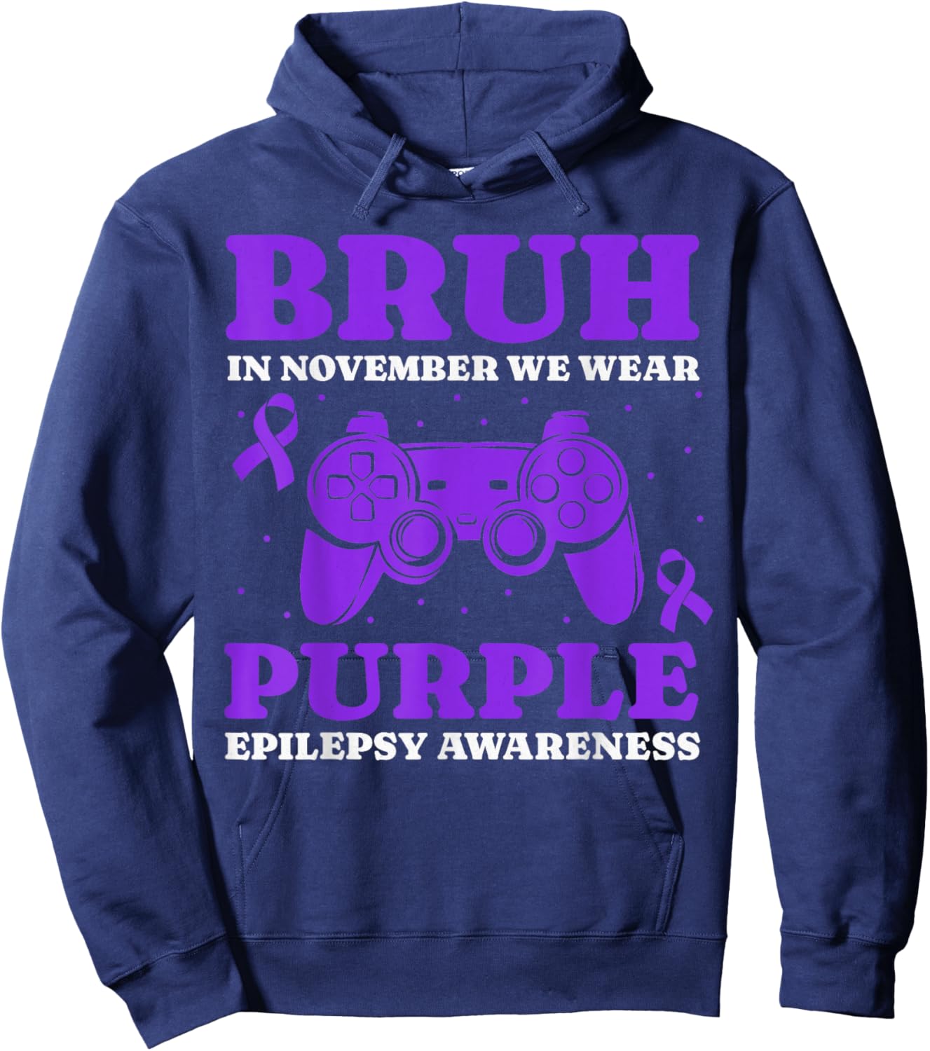 Gamer Epilepsy Awareness For Kids Boys Girls Funny Bruh Hoodie - Hoodie | Navy