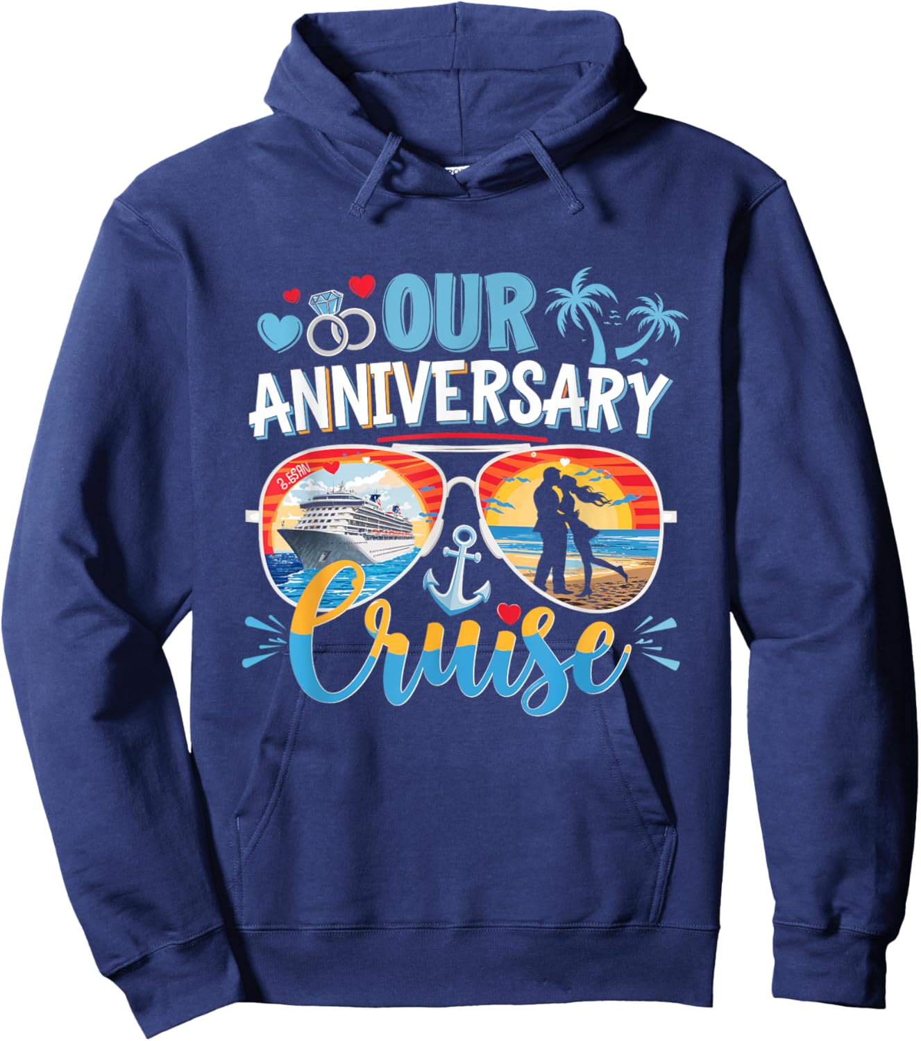 Our Anniversary Cruise Love Couples Vacation Trip Hoodie - Hoodie | Navy