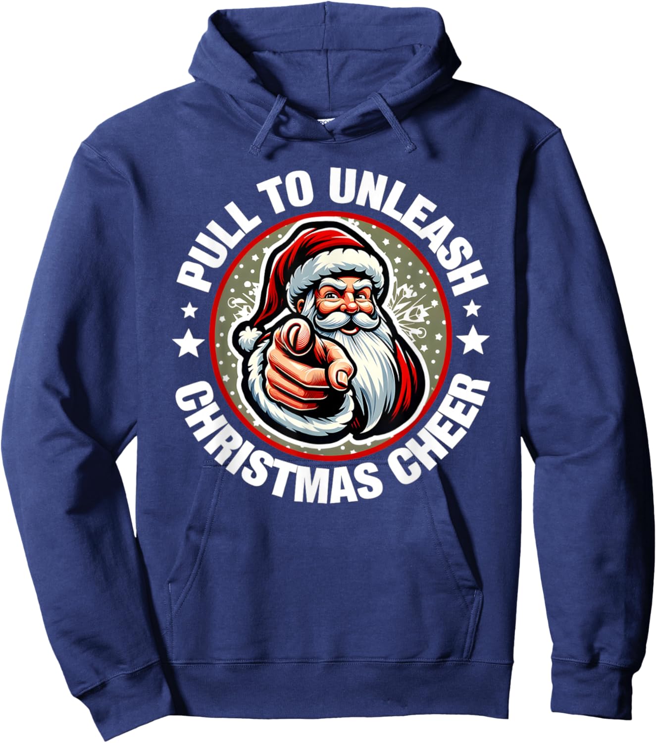 Santa, Pull My Finger, Christmas Holiday Fart Joke Hoodie - Hoodie | Navy