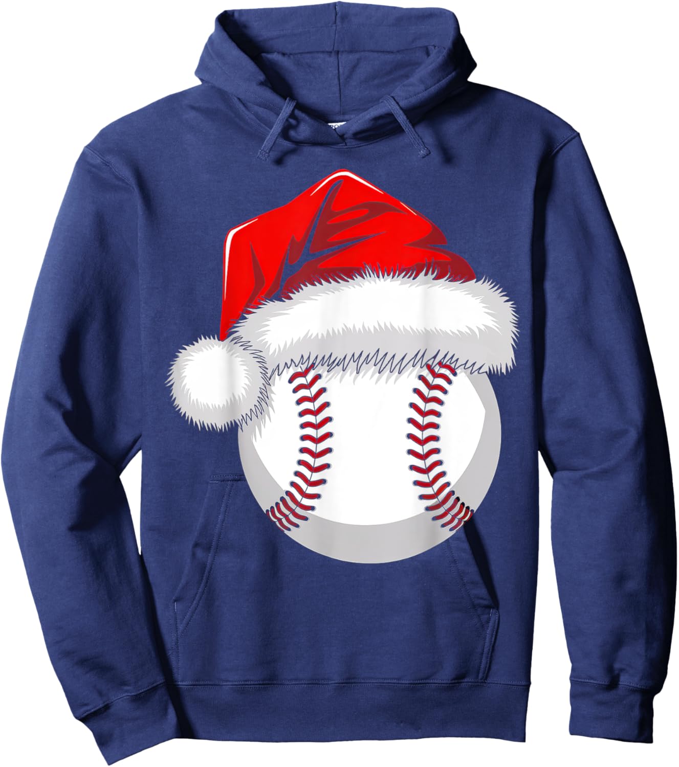 Funny Santa Hat Xmas Sport Lover Christmas Baseball Player Hoodie - Hoodie | Navy