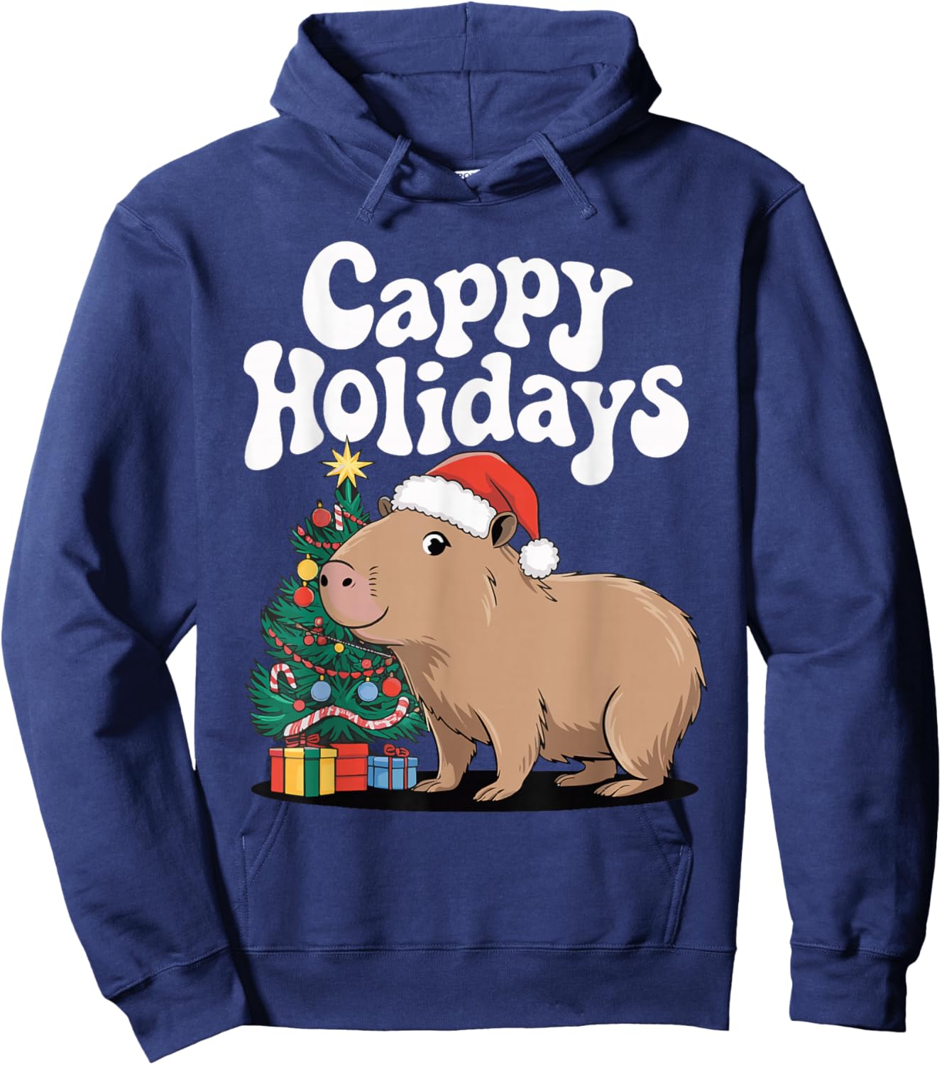 Cappy Holidays Capybara Christmas Hoodie - Hoodie | Navy