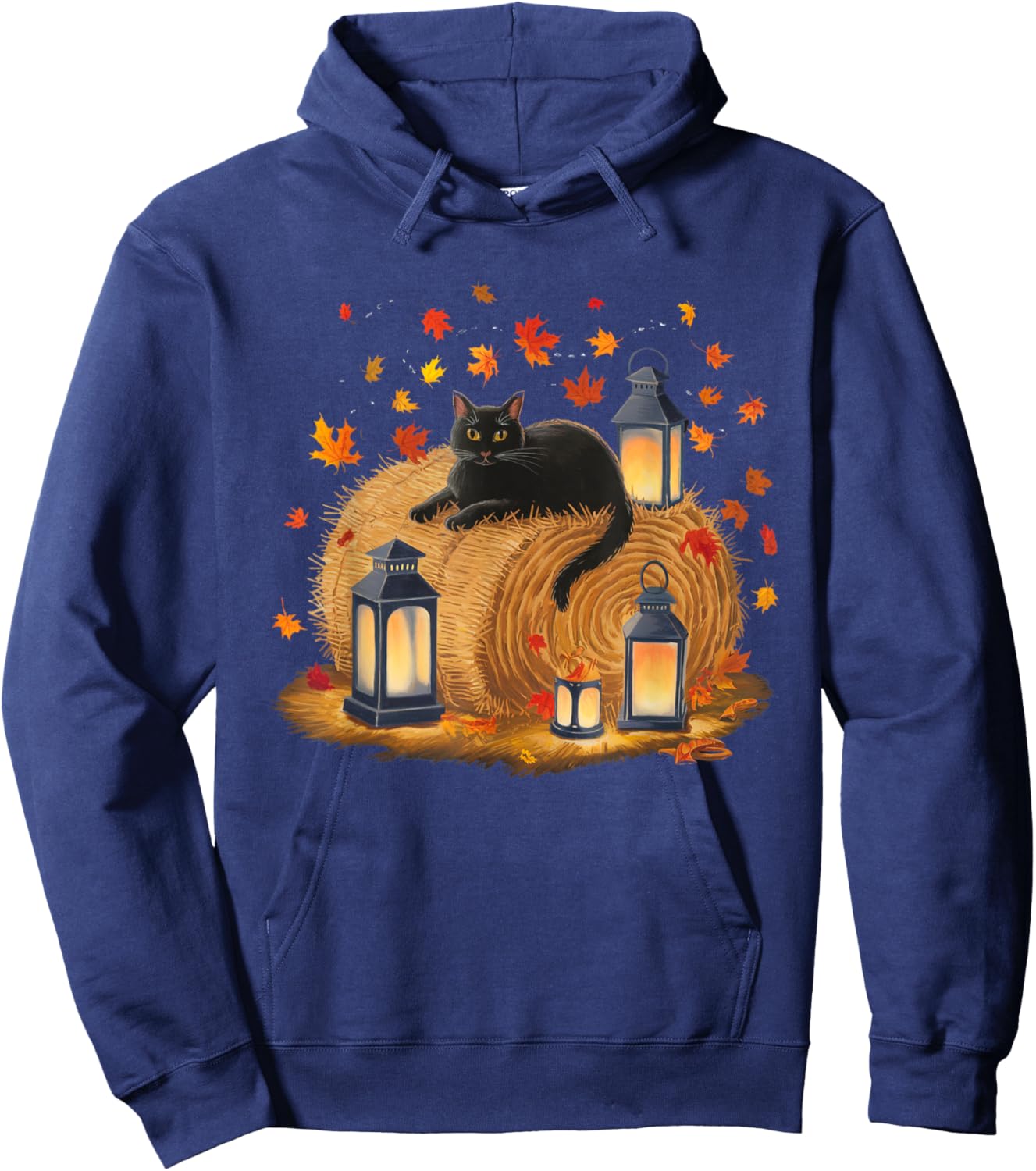 It's Fall YAll Cat Leaf Fall Tree Hello Autumn Halloween Hoodie - Hoodie | Navy