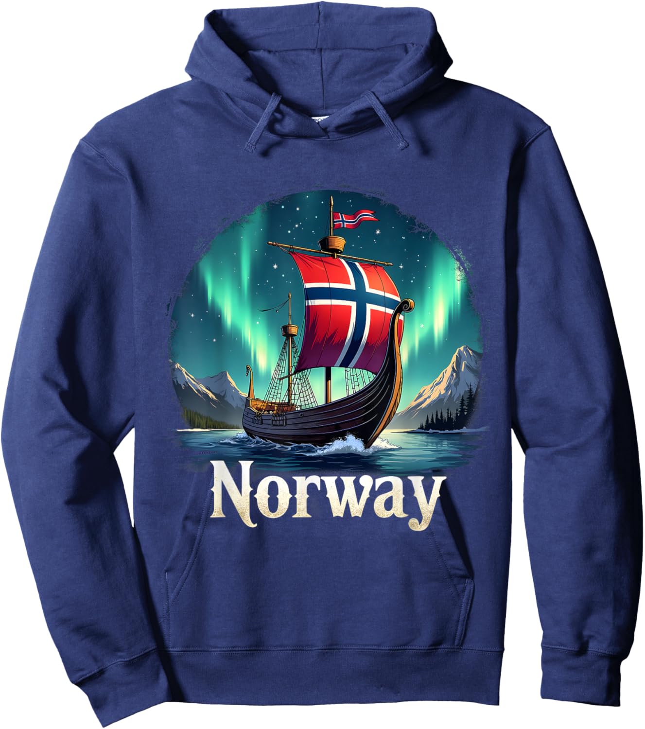 Travel To Norway Family Matching Outfits Norway Viking Ship Hoodie - Hoodie | Navy
