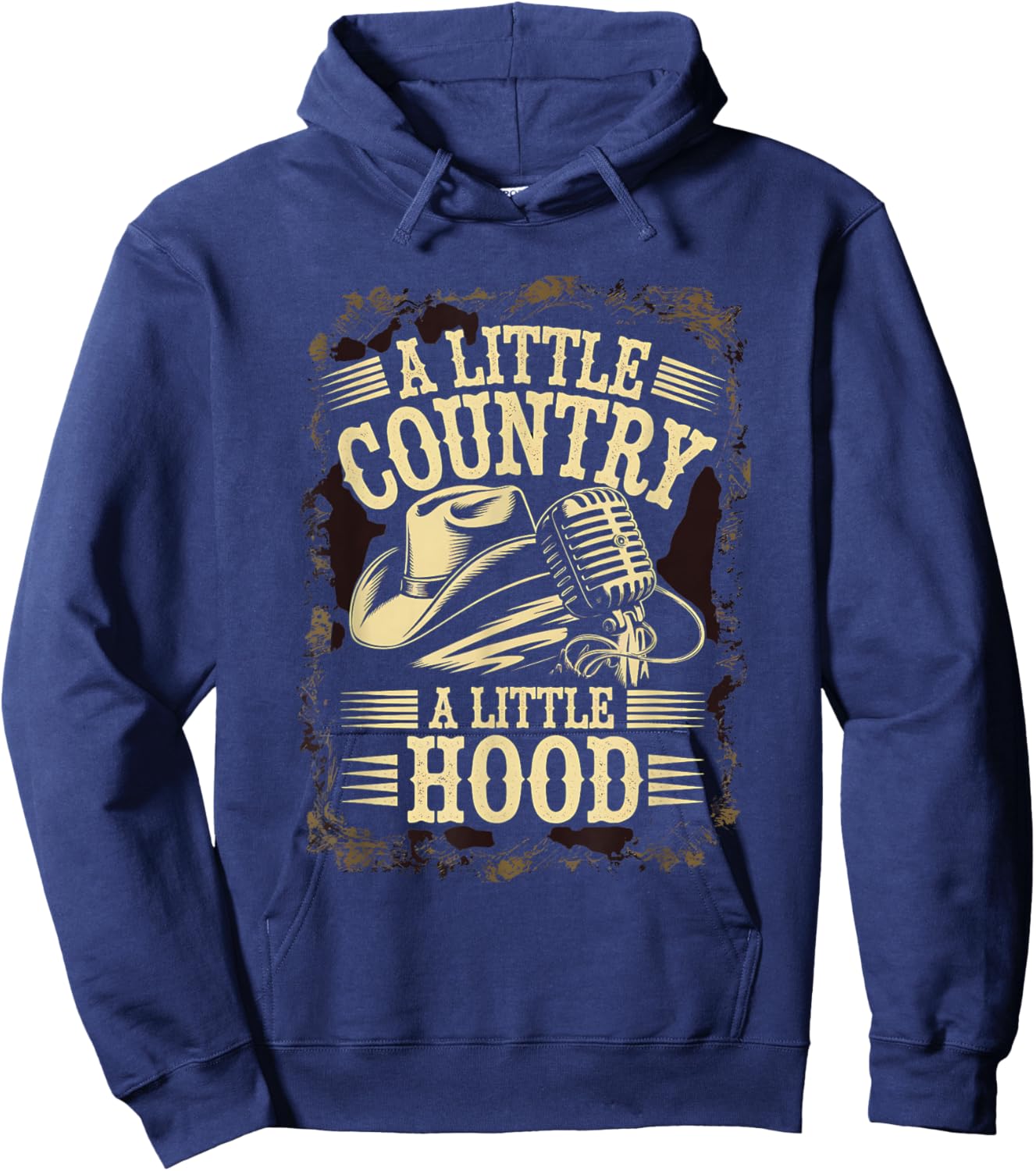 A Little Country A Little Hood Vintage Western Hip Hop Rap Hoodie - Hoodie | Navy