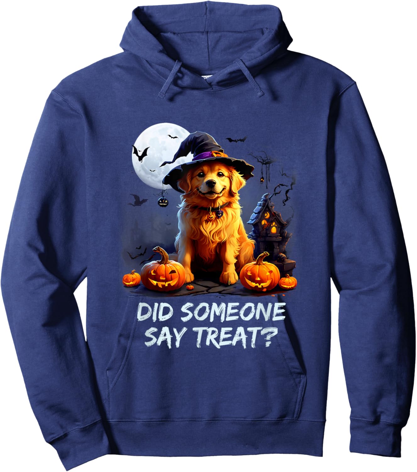 Golden Retriever Halloween Did Some one say treat Hoodie - Hoodie | Navy
