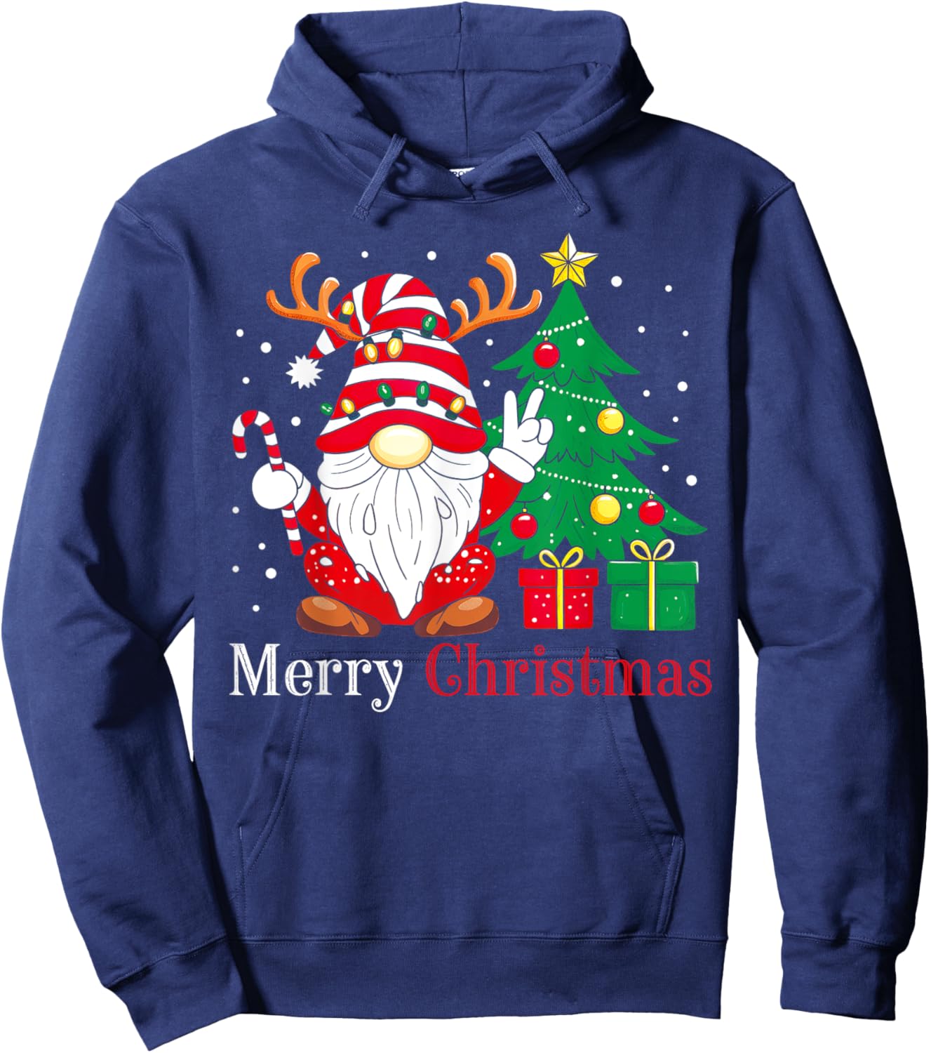Family Xmas Holiday PJs Women Men Merry Christmas Gnomes Hoodie - Hoodie | Navy