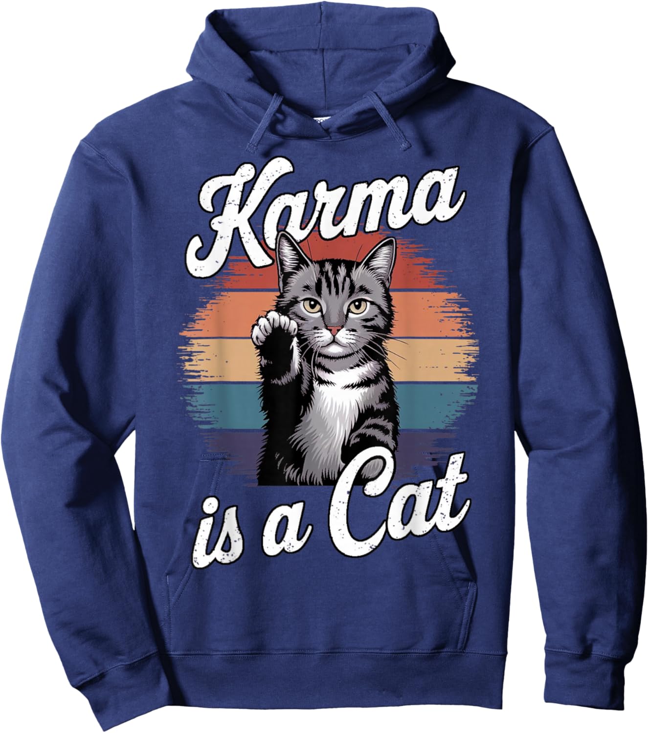 Vintage Karma is a Cat Cat Lovers for Girls Man and Kids Hoodie - Hoodie | Navy