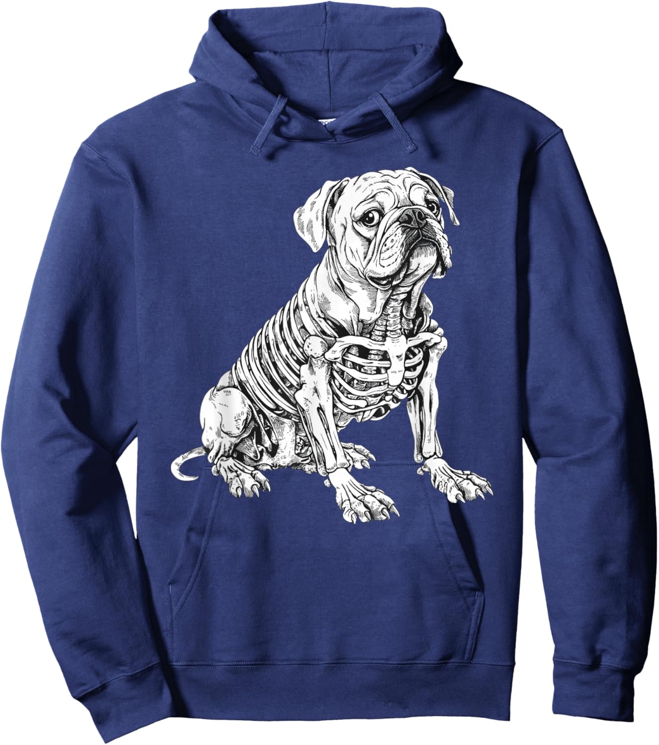 English Bulldog Dog Skeleton Halloween Hoodie - Hoodie | Navy
